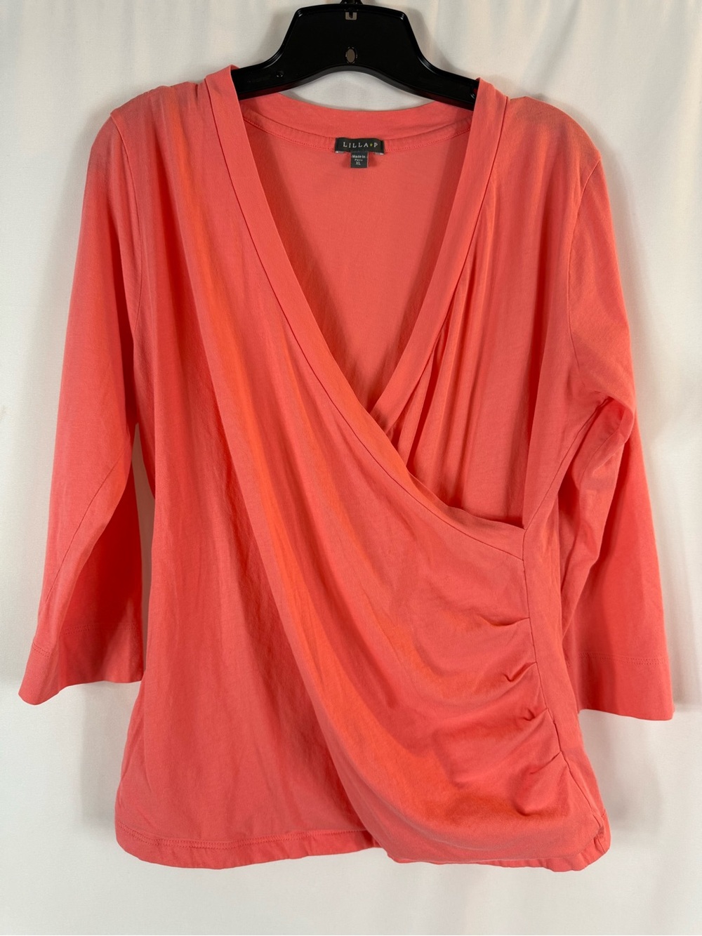 Lilla P Coral Wrap-Style V-Neck Top Size: XL
